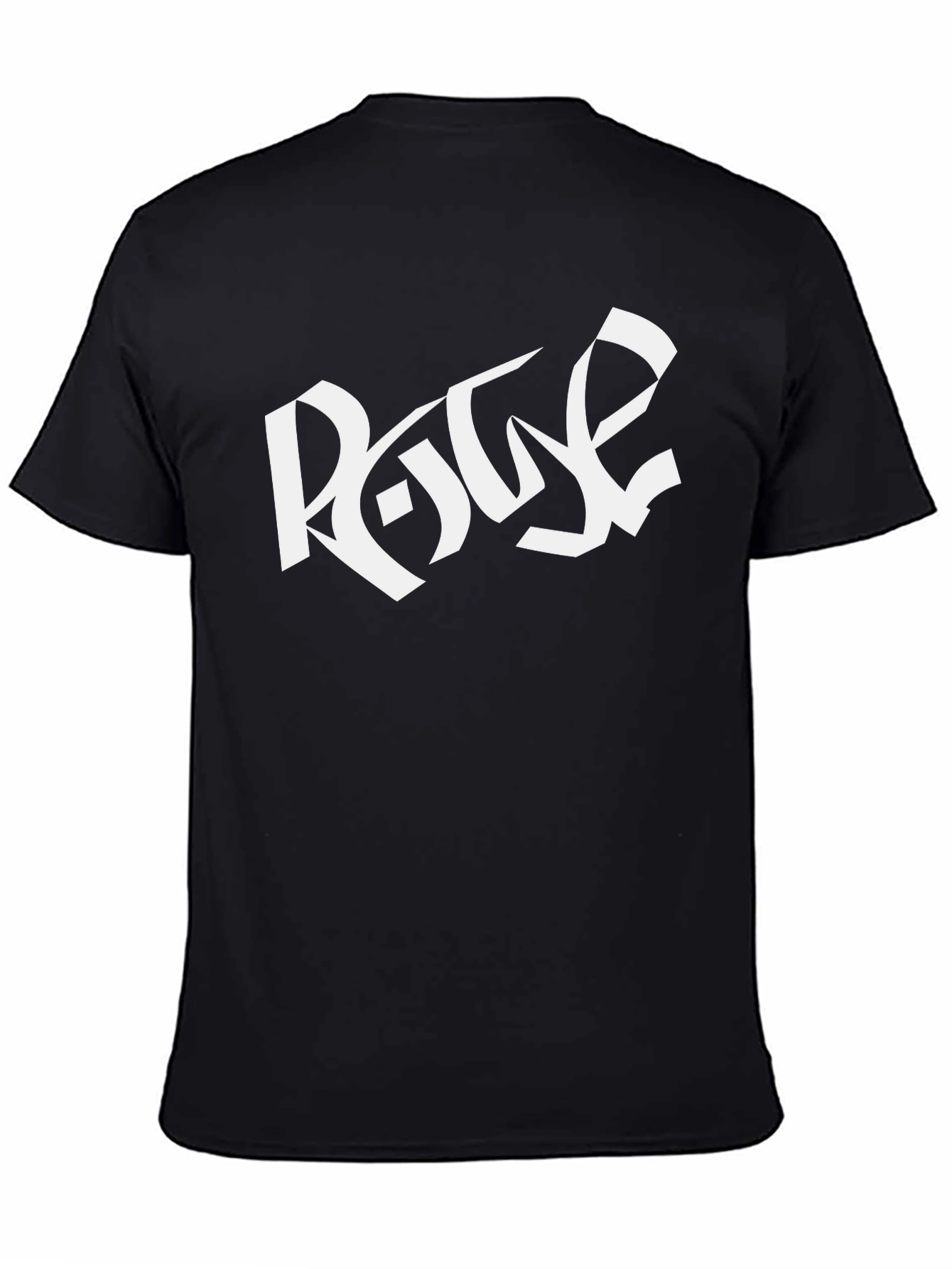 Black T-Shirt with White Graphic Print