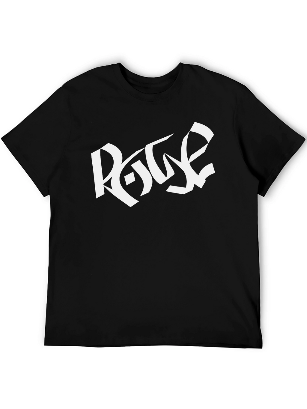 Black T-Shirt with White Graphic Print