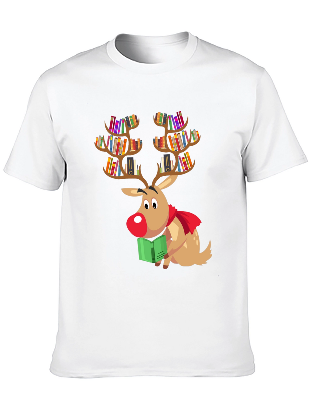 Bookish Reindeer Christmas T-Shirt