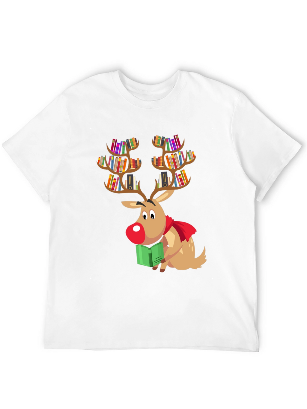 Bookish Reindeer Christmas T-Shirt