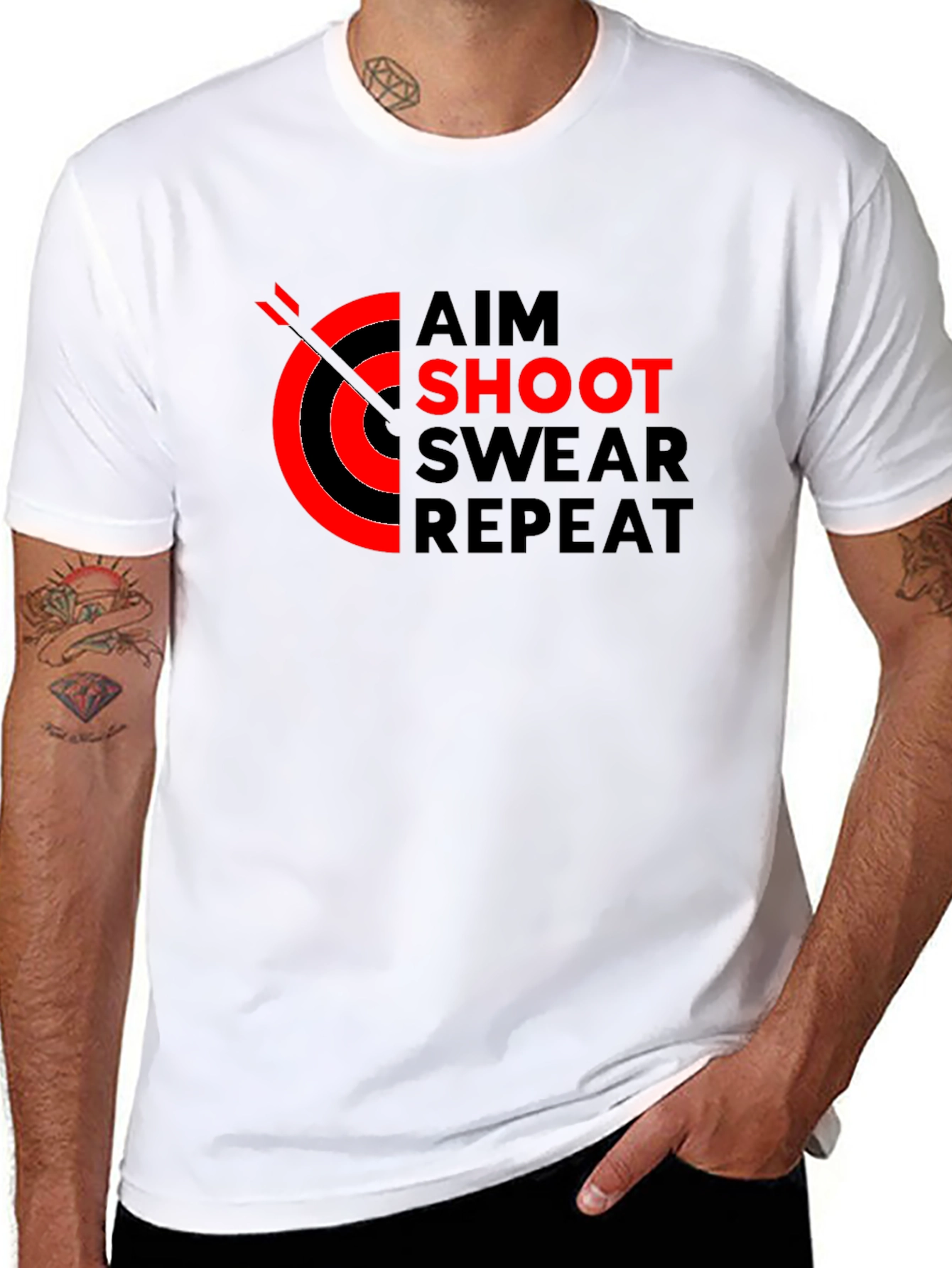 Aim Shoot Swear Repeat T-Shirt Black Archery