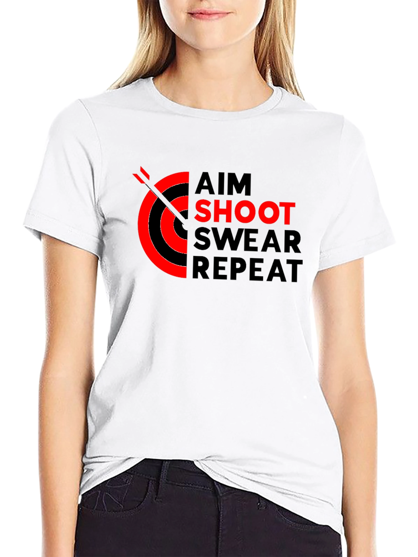 Aim Shoot Swear Repeat T-Shirt Black Archery