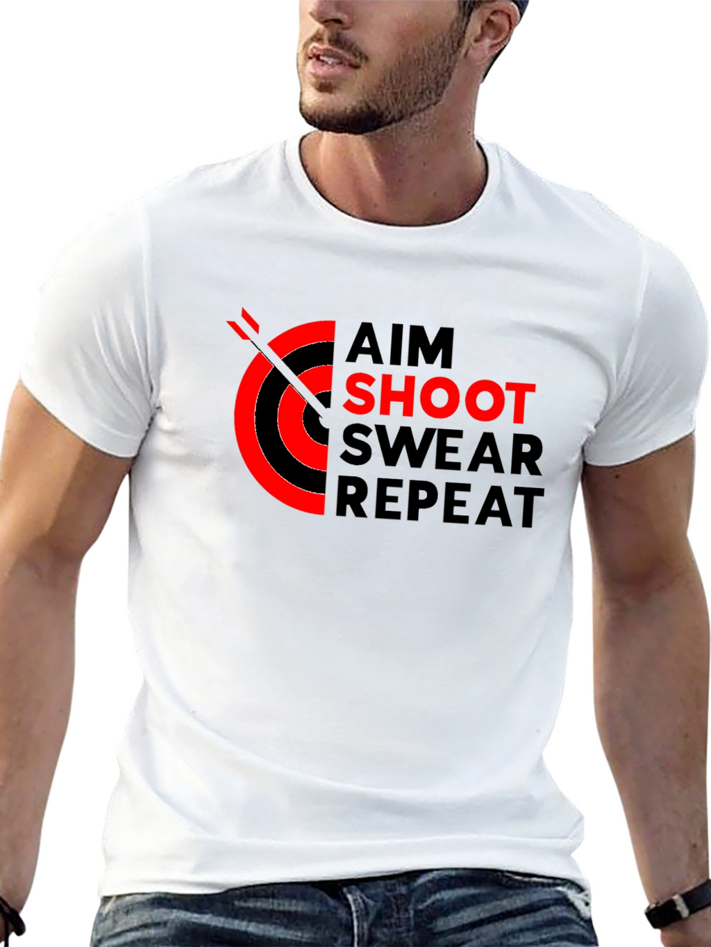 Aim Shoot Swear Repeat T-Shirt Black Archery