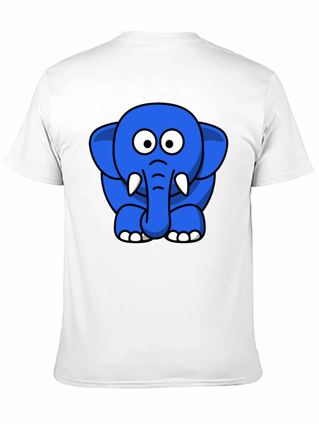 Cute Blue Cartoon Elephant Black T-Shirt
