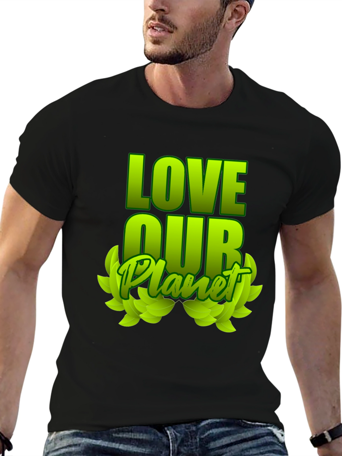 Love Our Planet Green Graphic T-Shirt