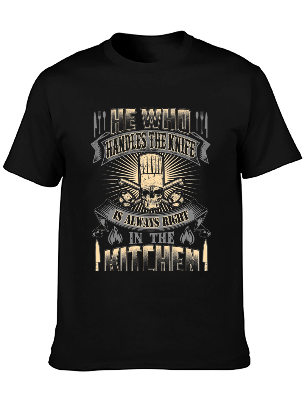 Chef Skull T-Shirt - He Who Handles the Knife
