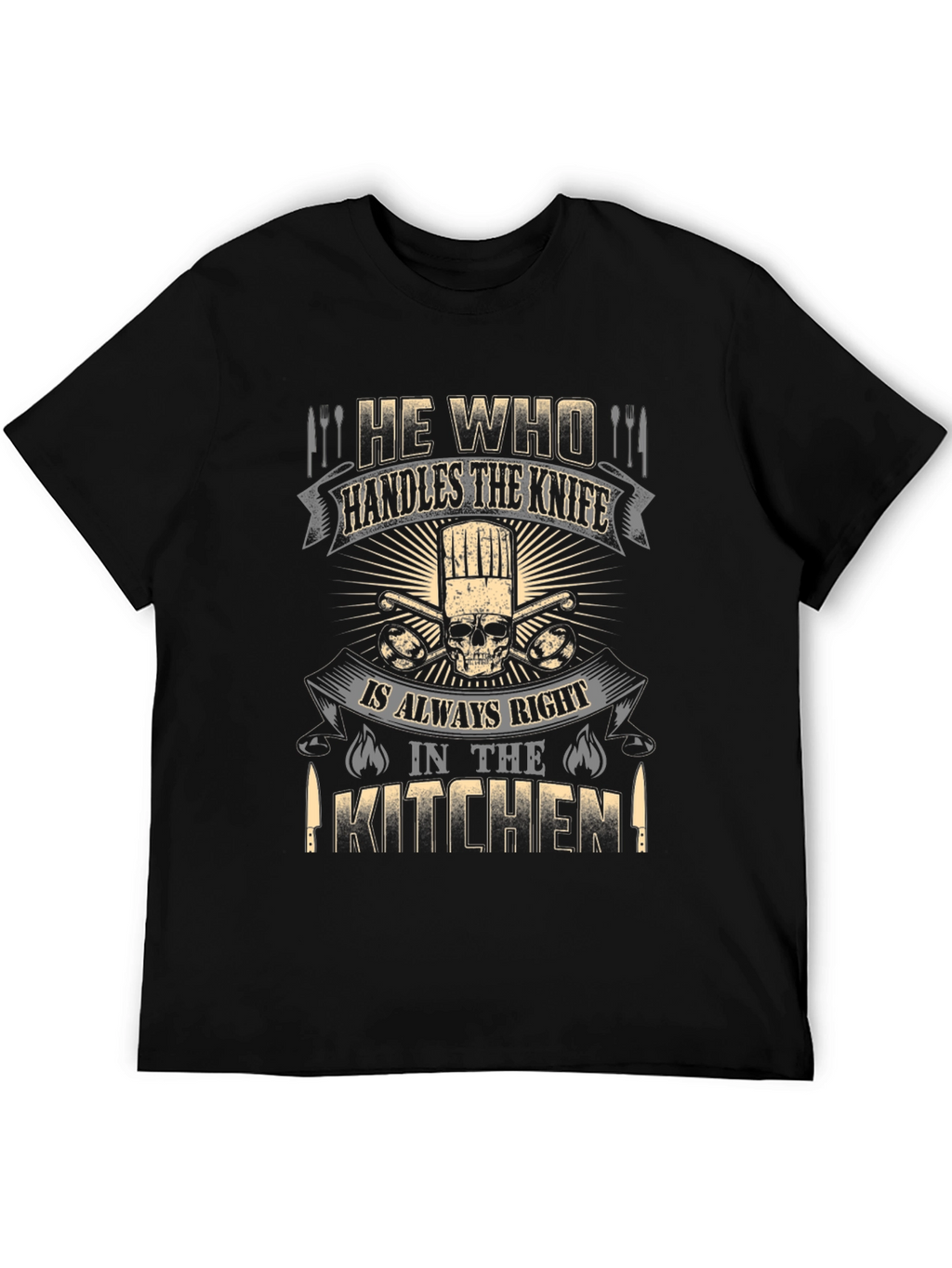 Chef Skull T-Shirt - He Who Handles the Knife