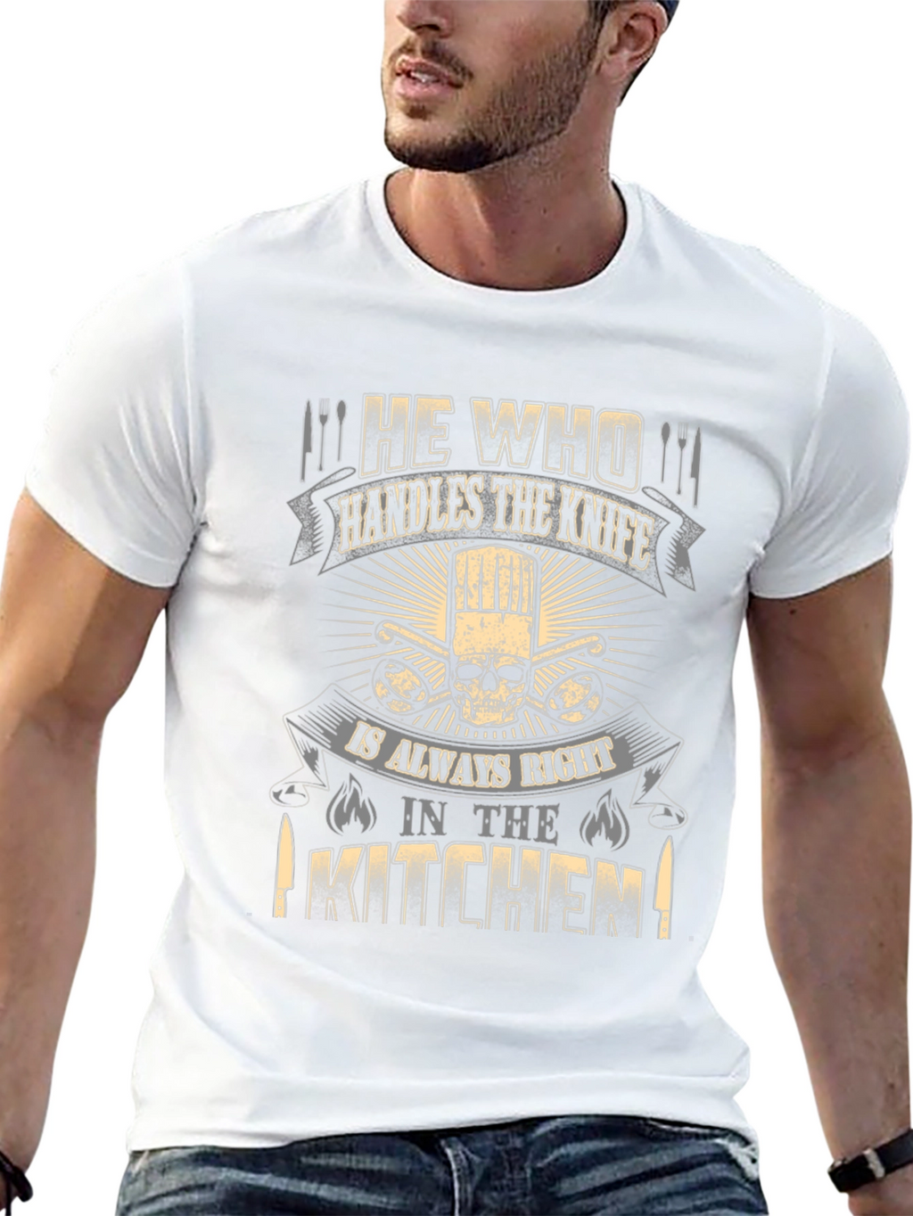 Chef Skull T-Shirt - He Who Handles the Knife