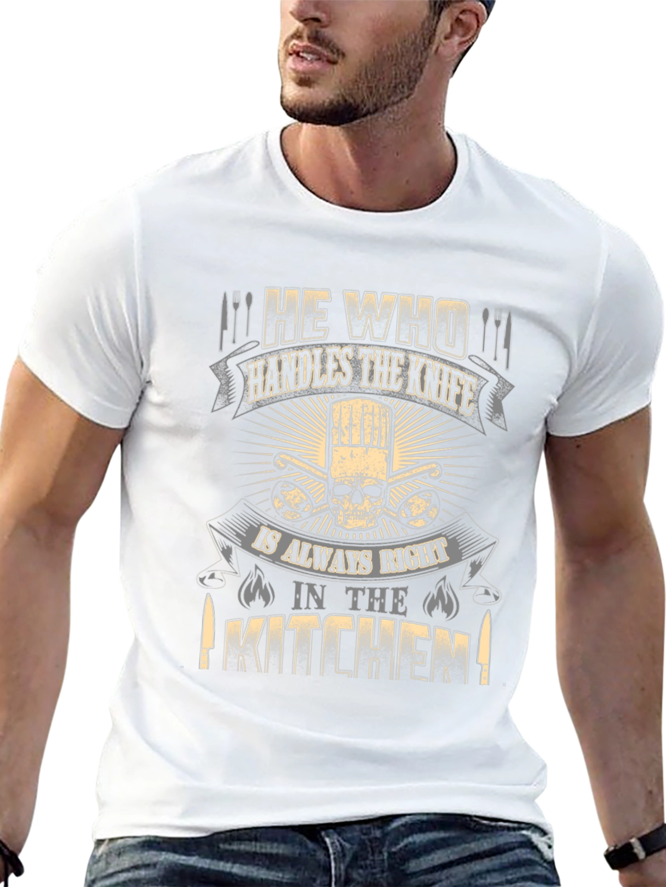 Chef Skull T-Shirt - He Who Handles the Knife
