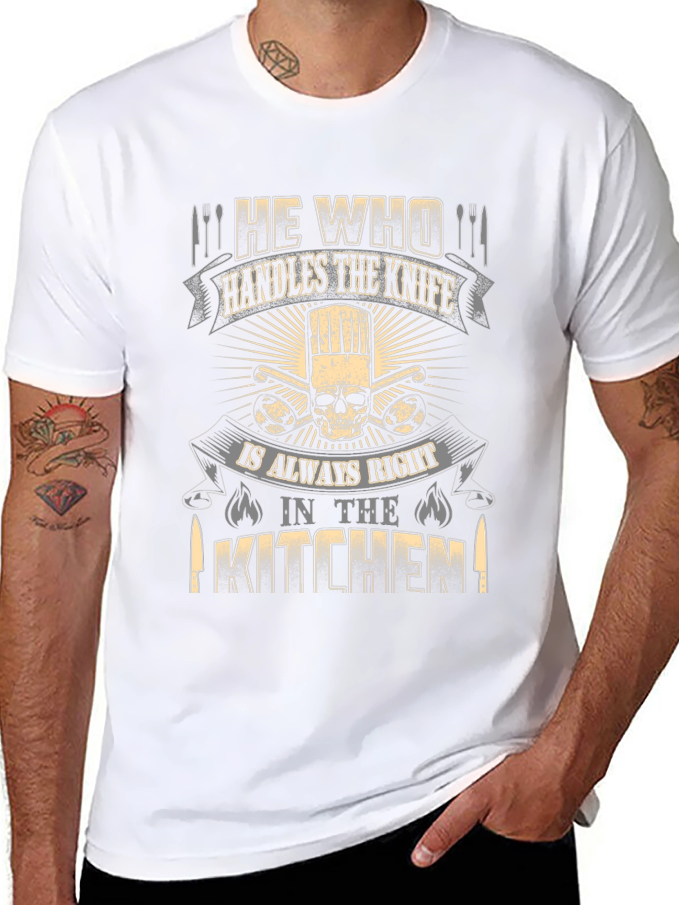 Chef Skull T-Shirt - He Who Handles the Knife