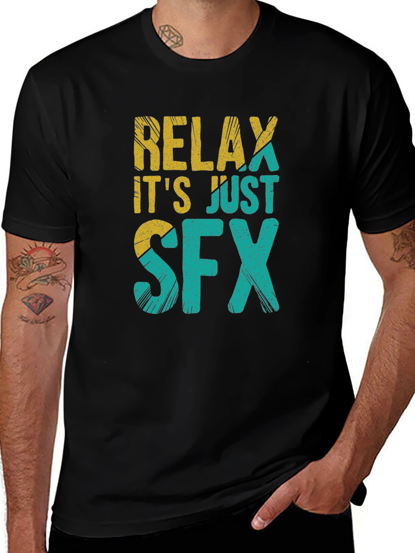 Relax Its Just SFX Black Graphic Tee