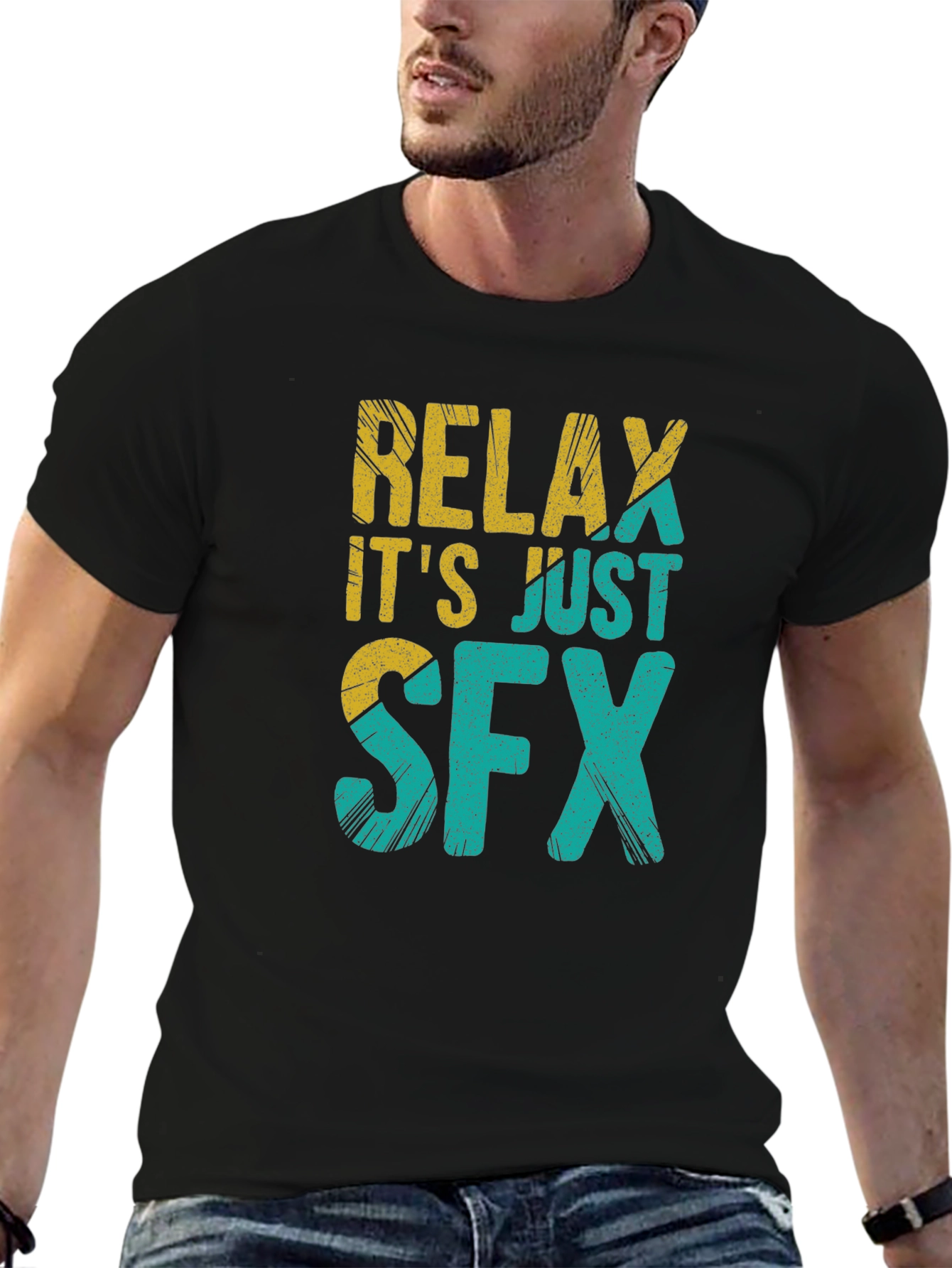 Relax Its Just SFX Black Graphic Tee