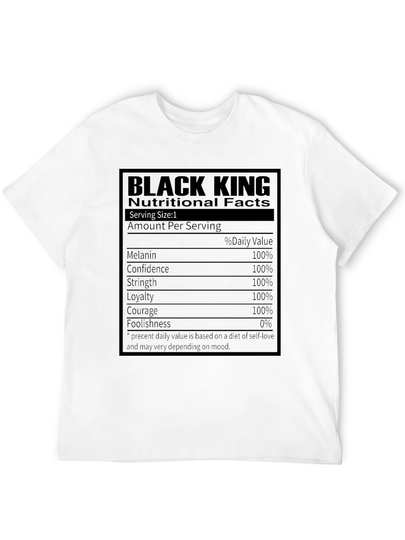 Black King Nutrition Facts T-Shirt