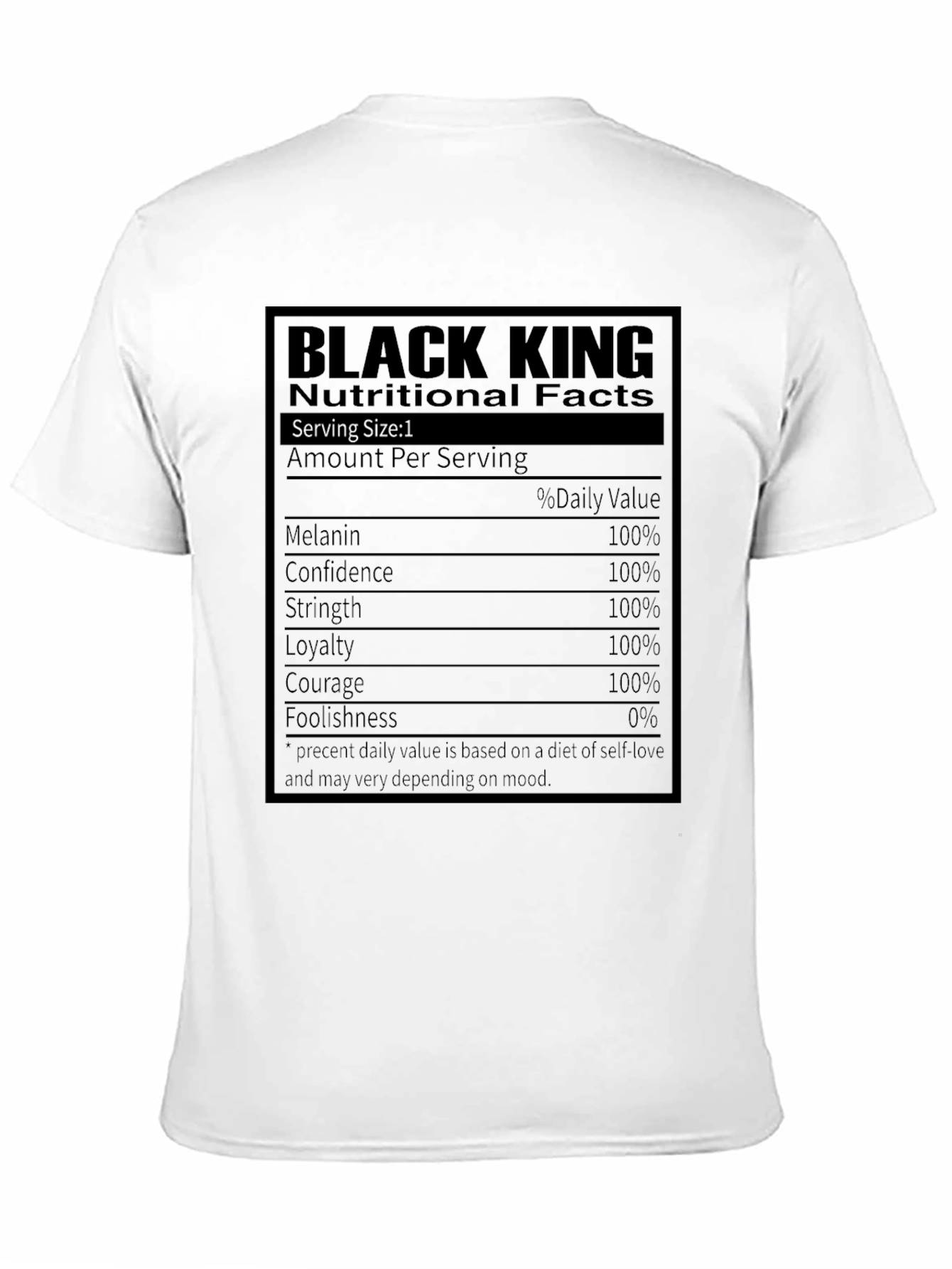 Black King Nutrition Facts T-Shirt