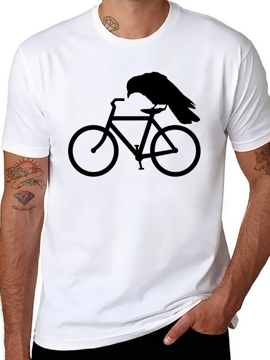 Raven on Bike Graphic Tee - Mens Black T-Shirt