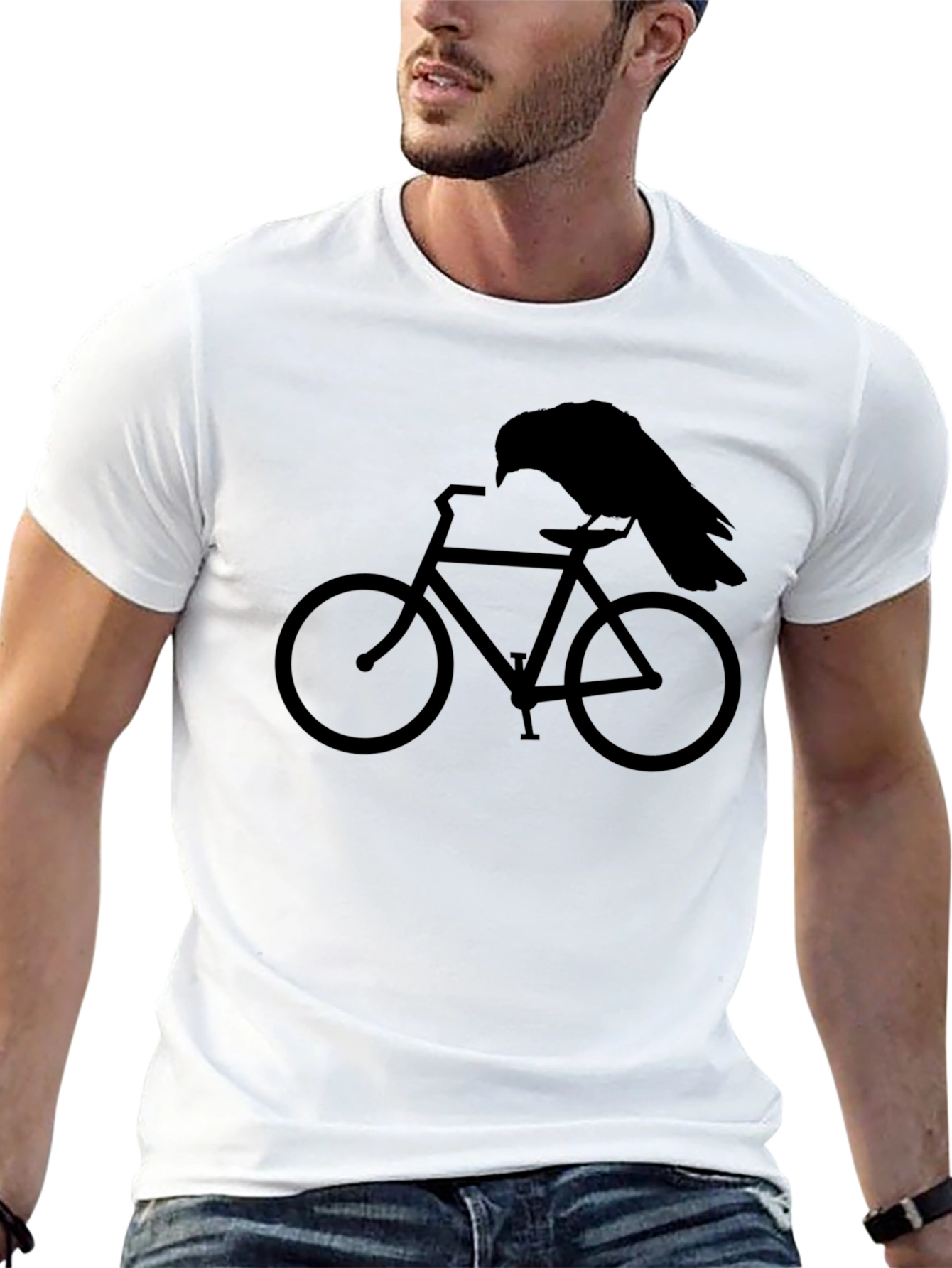 Raven on Bike Graphic Tee - Mens Black T-Shirt