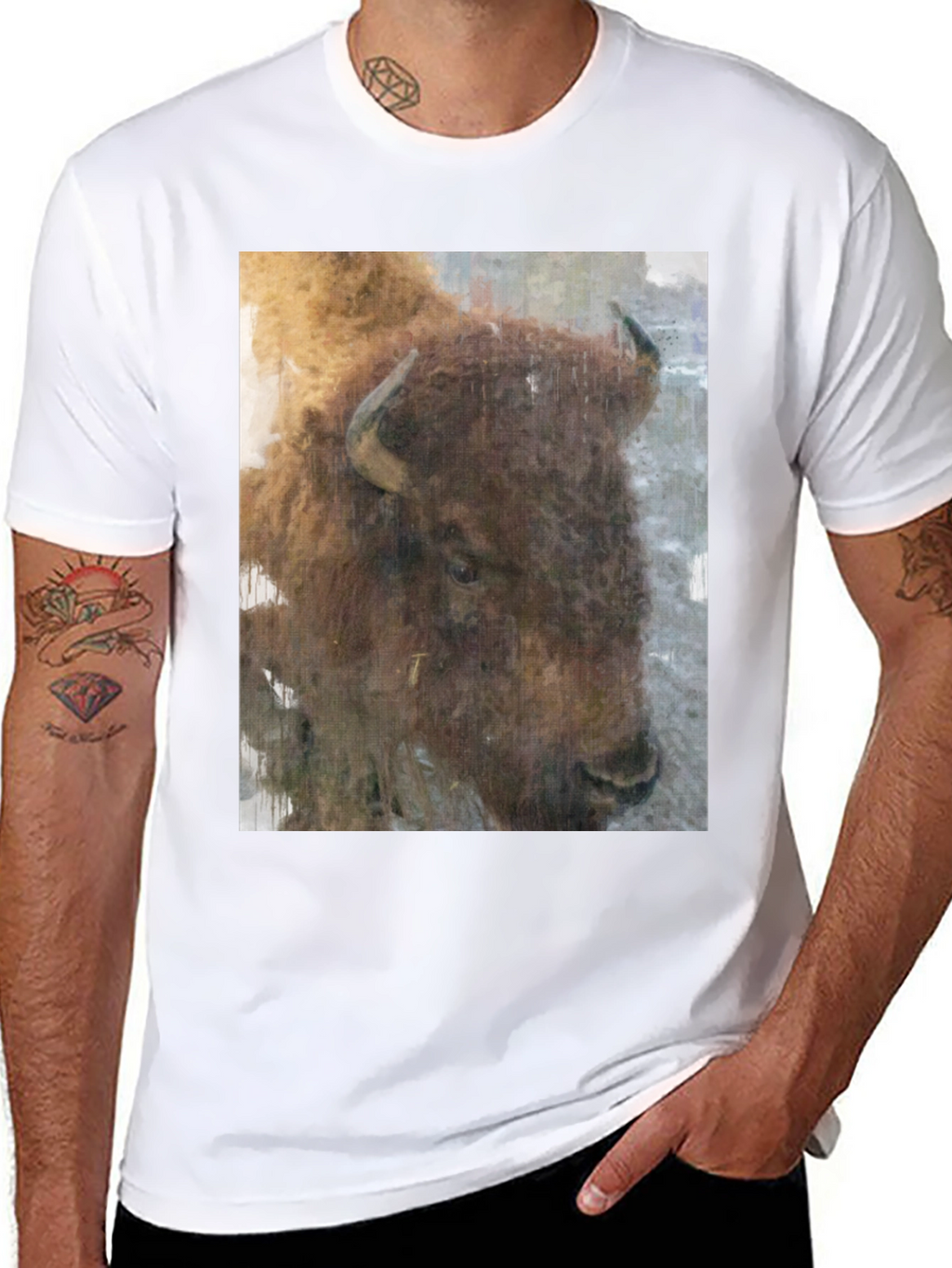 Bison Graphic Print Black T-Shirt