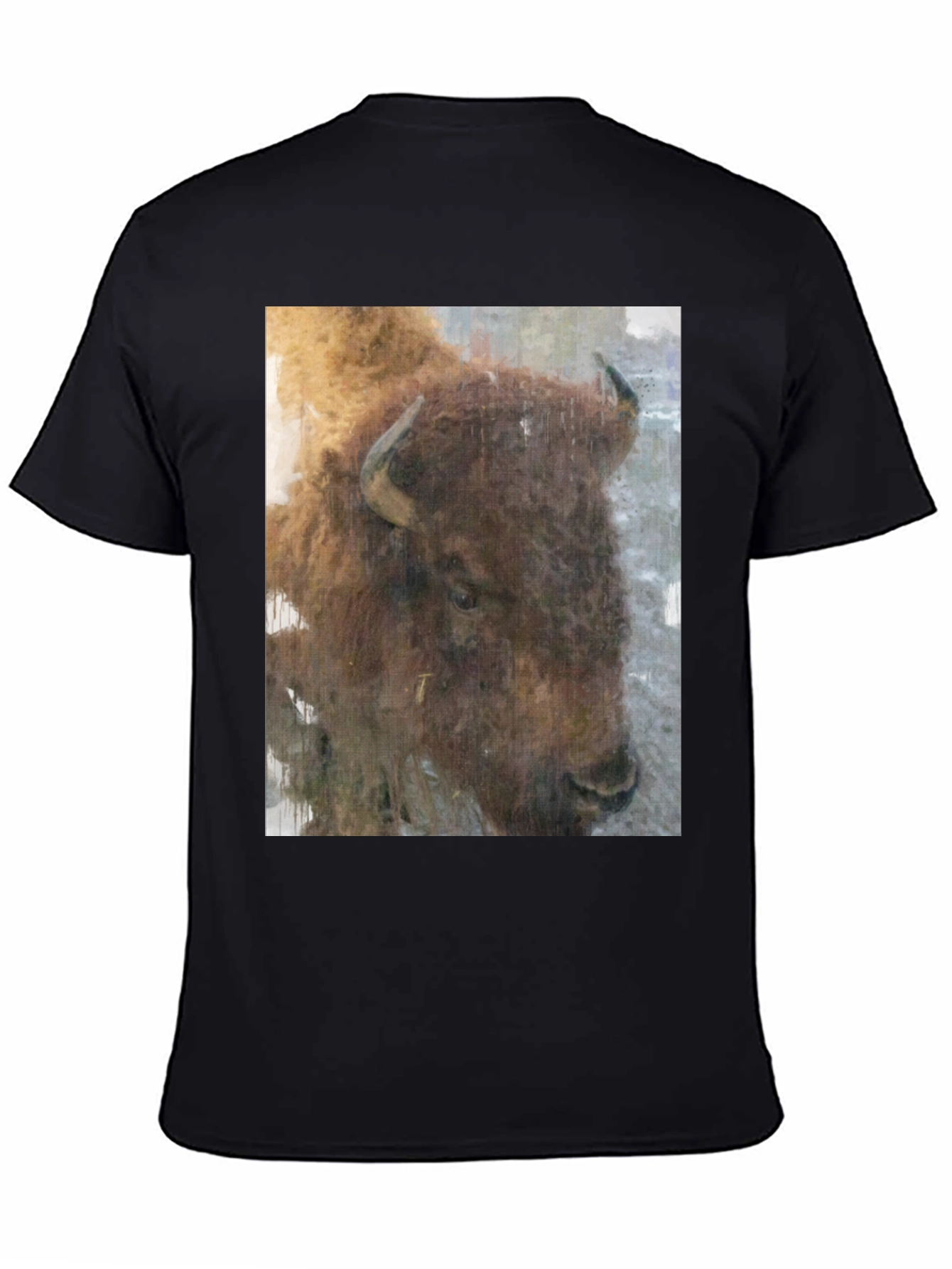 Bison Graphic Print Black T-Shirt