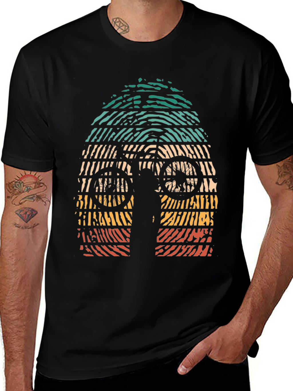 Retro Mountain Biker Graphic Tee - Black
