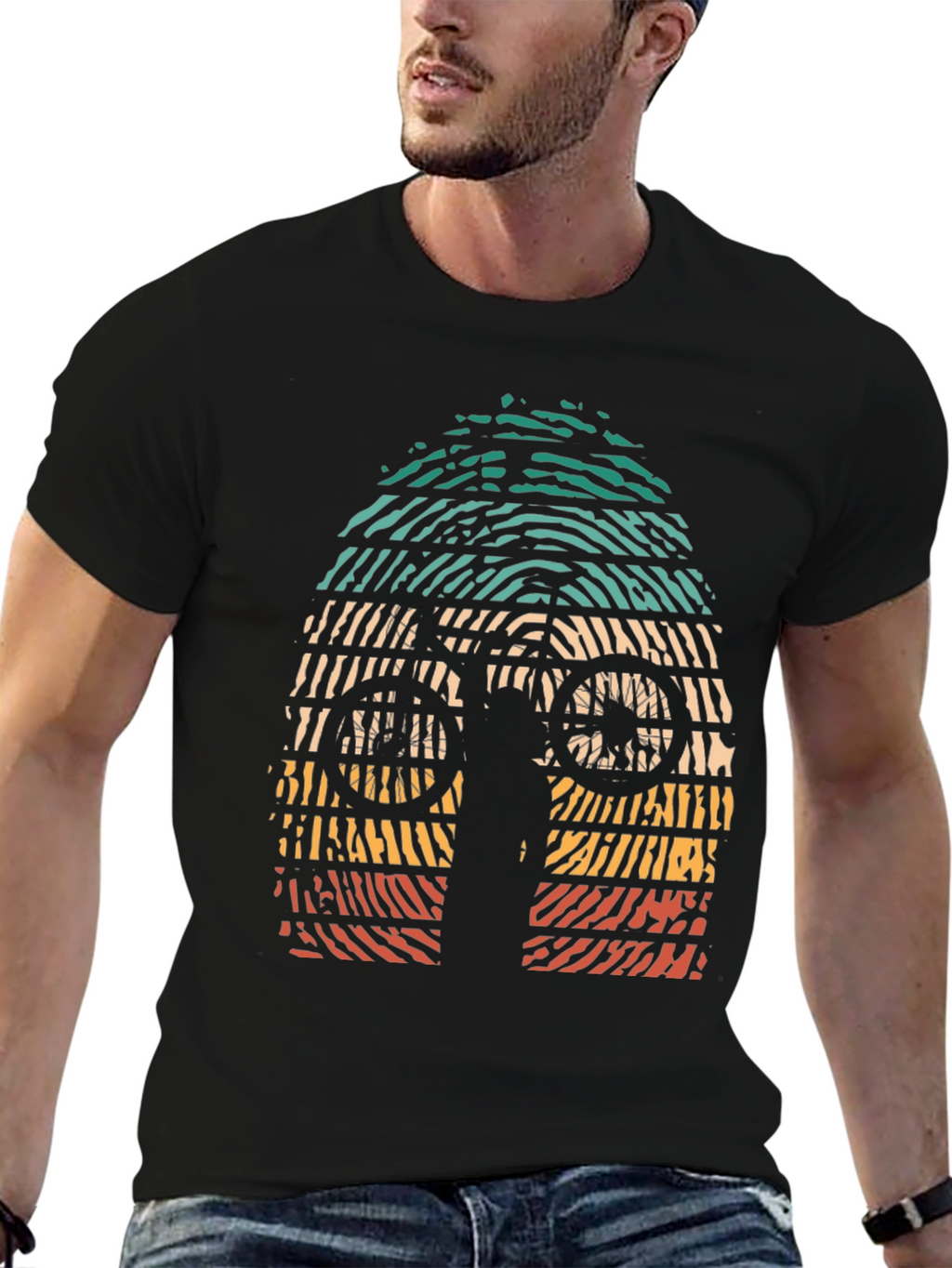Retro Mountain Biker Graphic Tee - Black