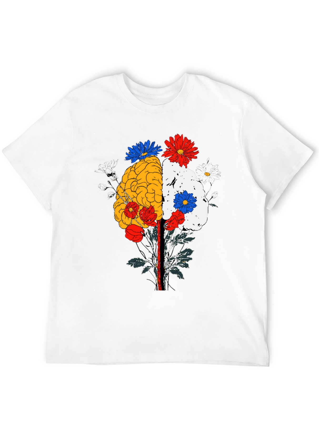 Brain and Flower Graphic Tee - Black Cotton