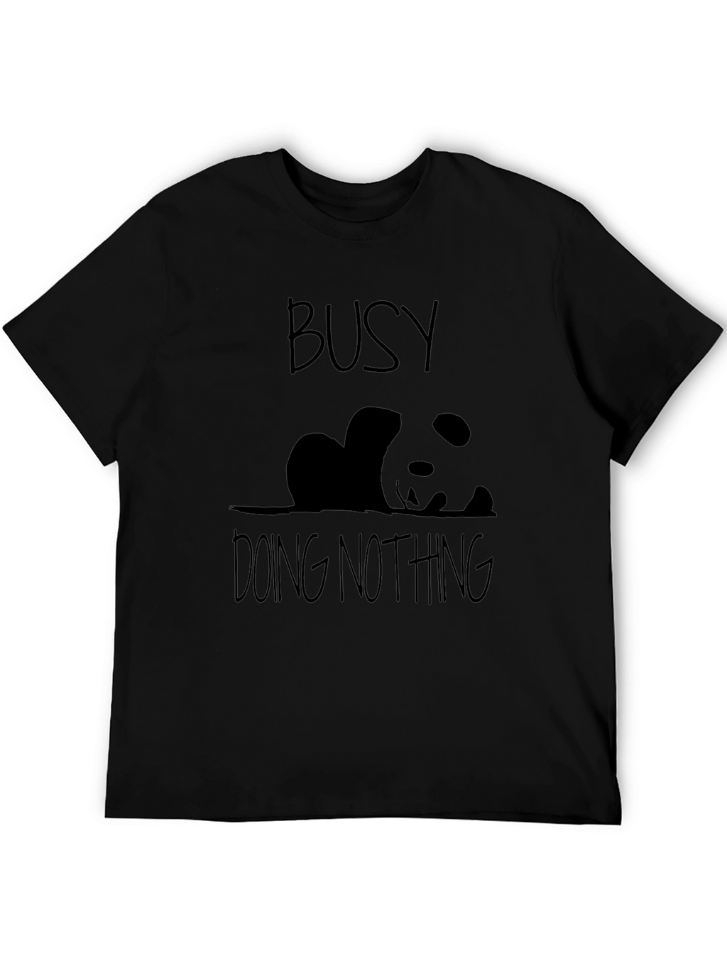 Busy Doing Nothing Panda Black T-Shirt