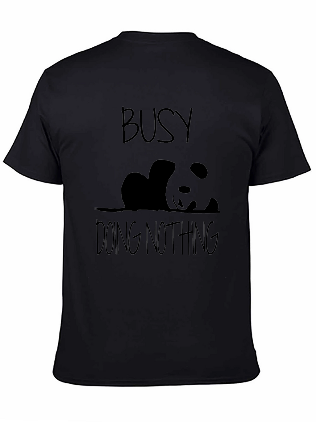Busy Doing Nothing Panda Black T-Shirt