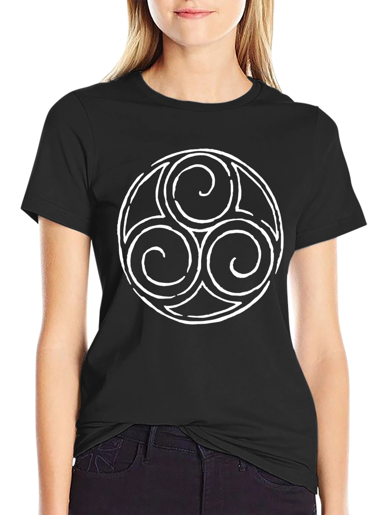 Triskelion Black Tee - Celtic Knot Design