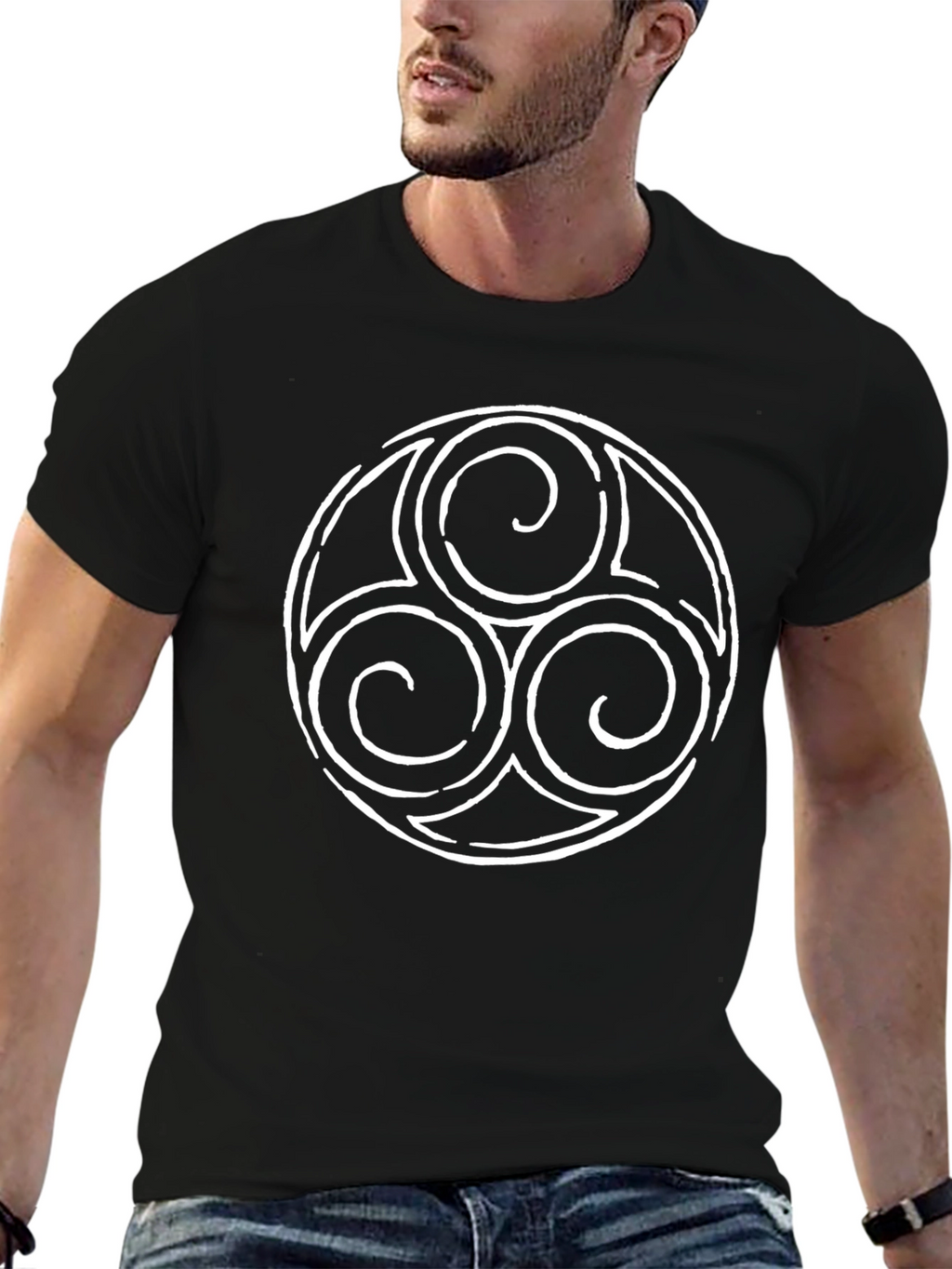 Triskelion Black Tee - Celtic Knot Design