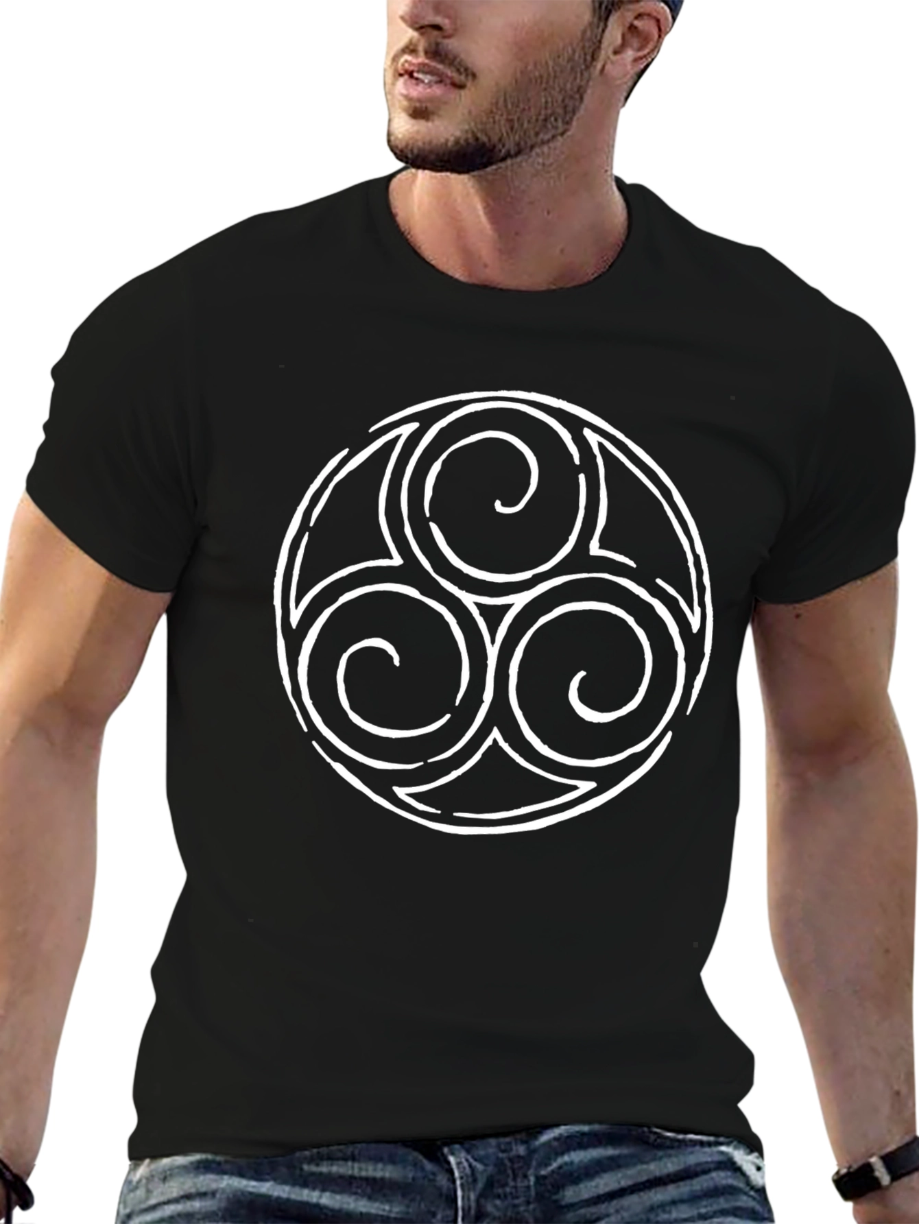 Triskelion Black Tee - Celtic Knot Design