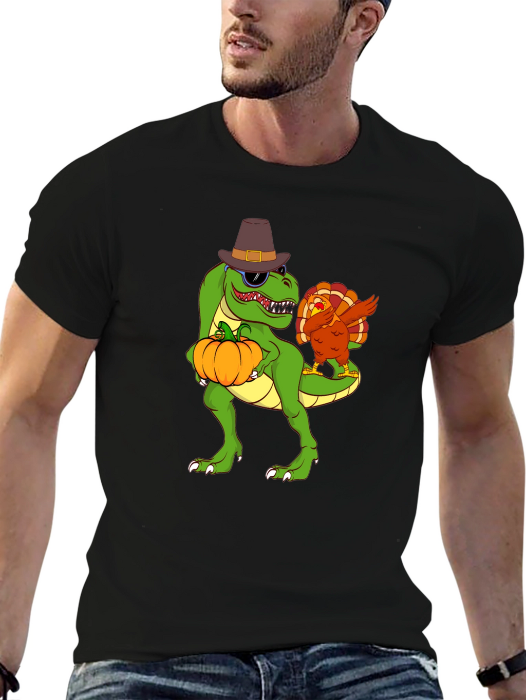 Thanksgiving T-Rex Turkey Dab Funny T-Shirt