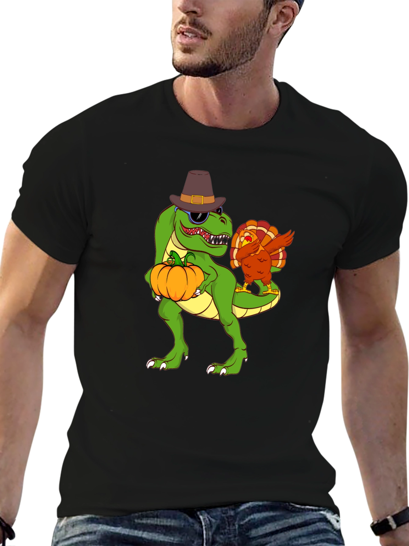 Thanksgiving T-Rex Turkey Dab Funny T-Shirt