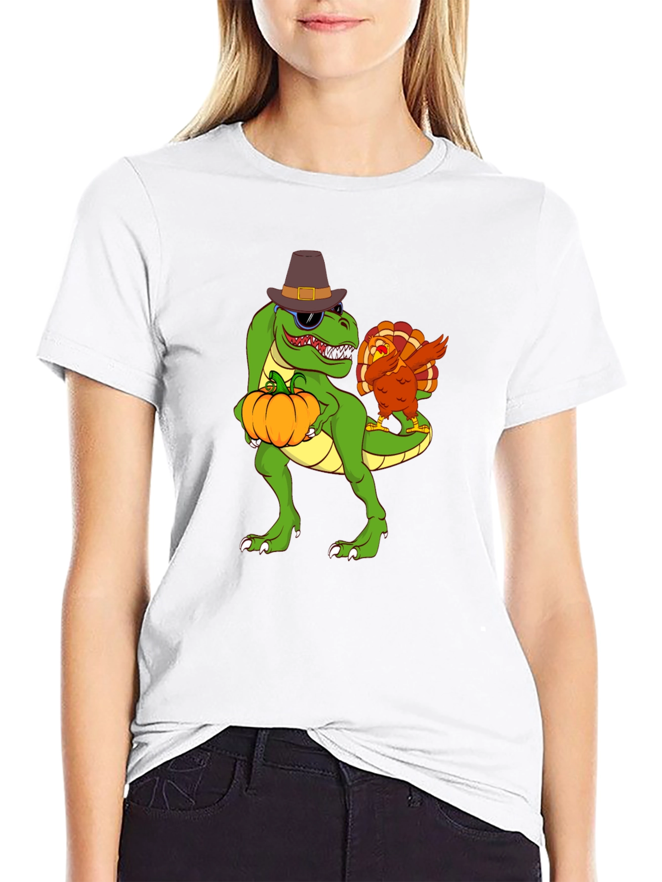Thanksgiving T-Rex Turkey Dab Funny T-Shirt