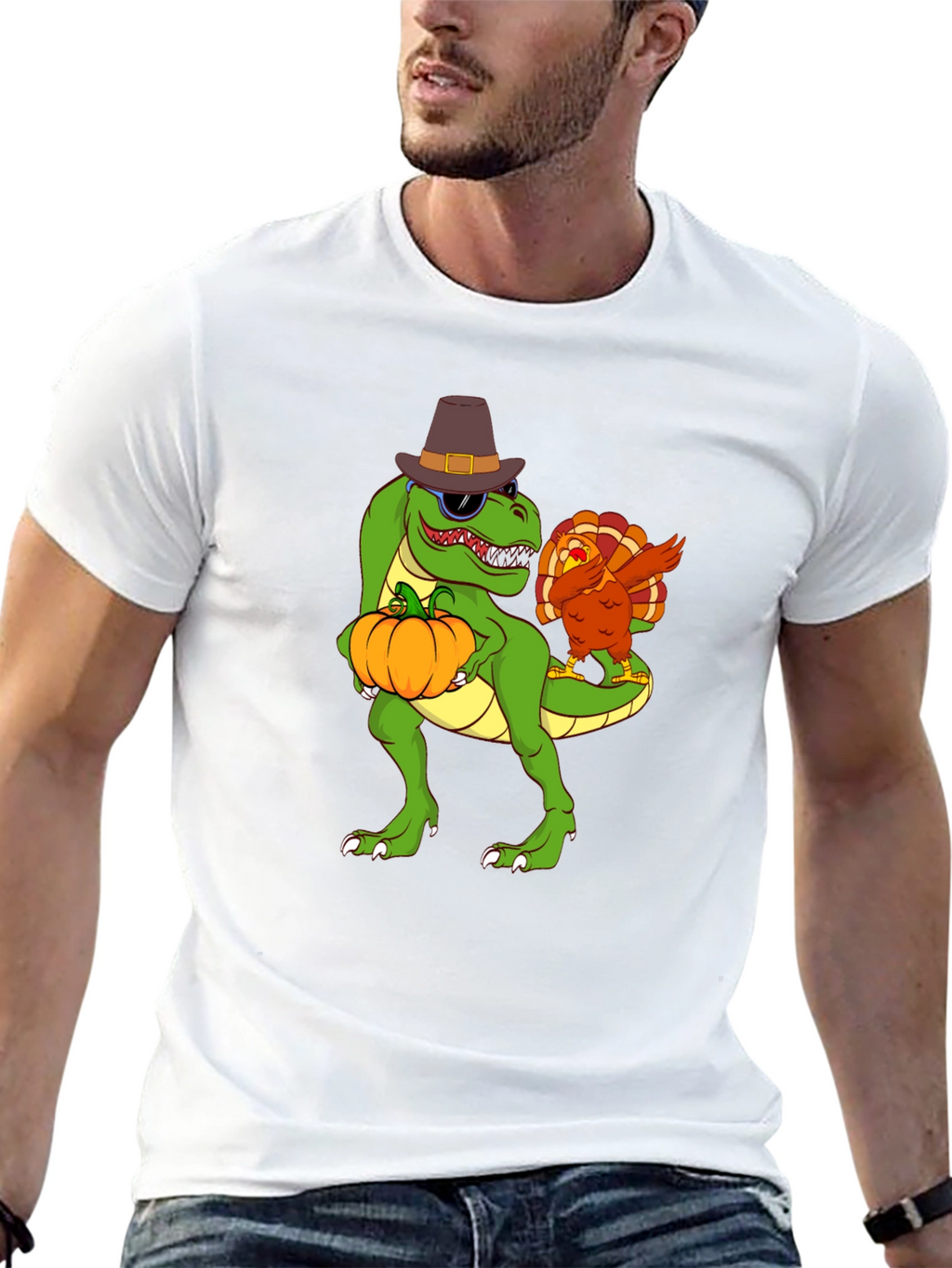 Thanksgiving T-Rex Turkey Dab Funny T-Shirt