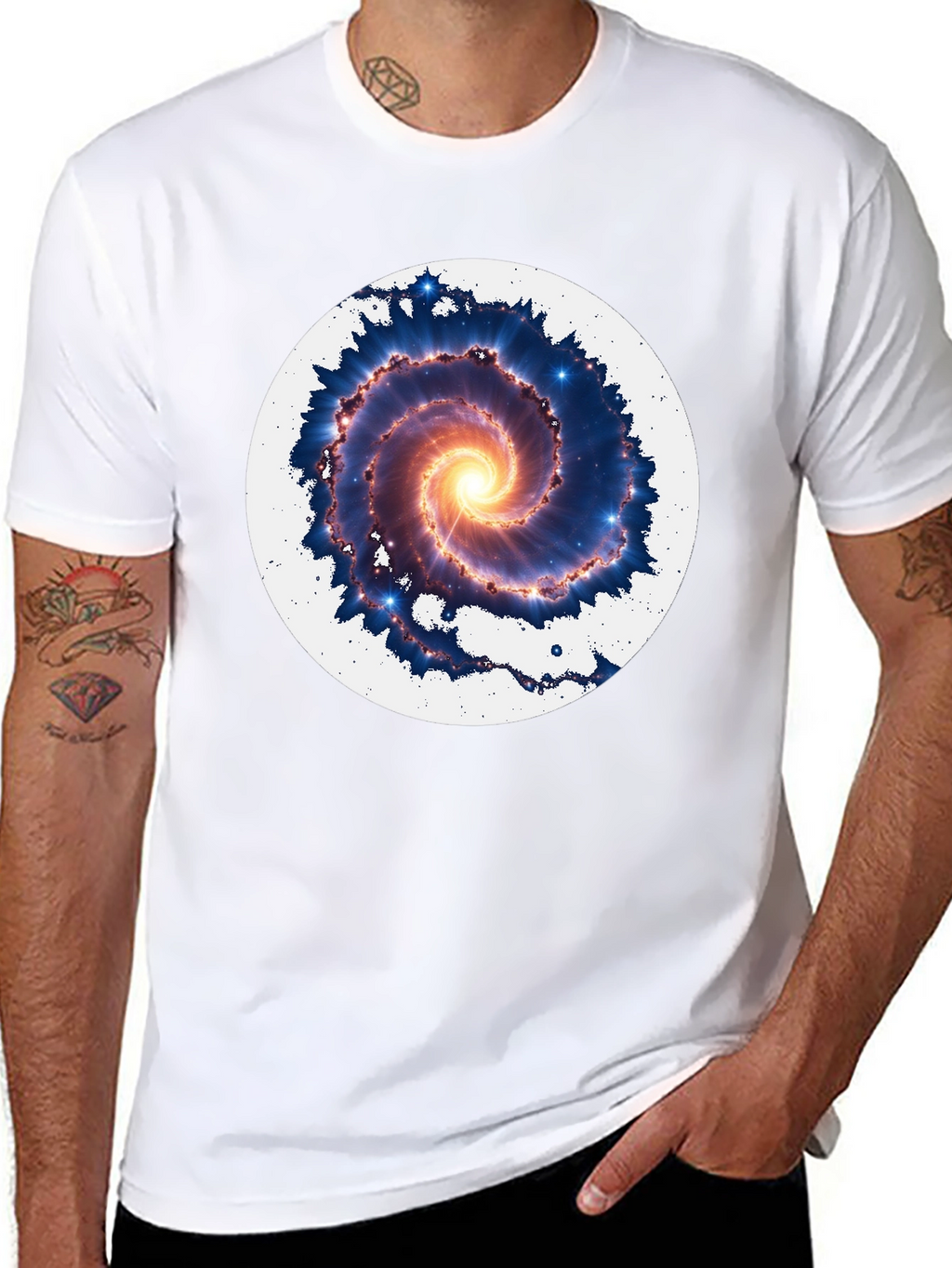 Galaxy Spiral Graphic Tee - Mens Black T-Shirt