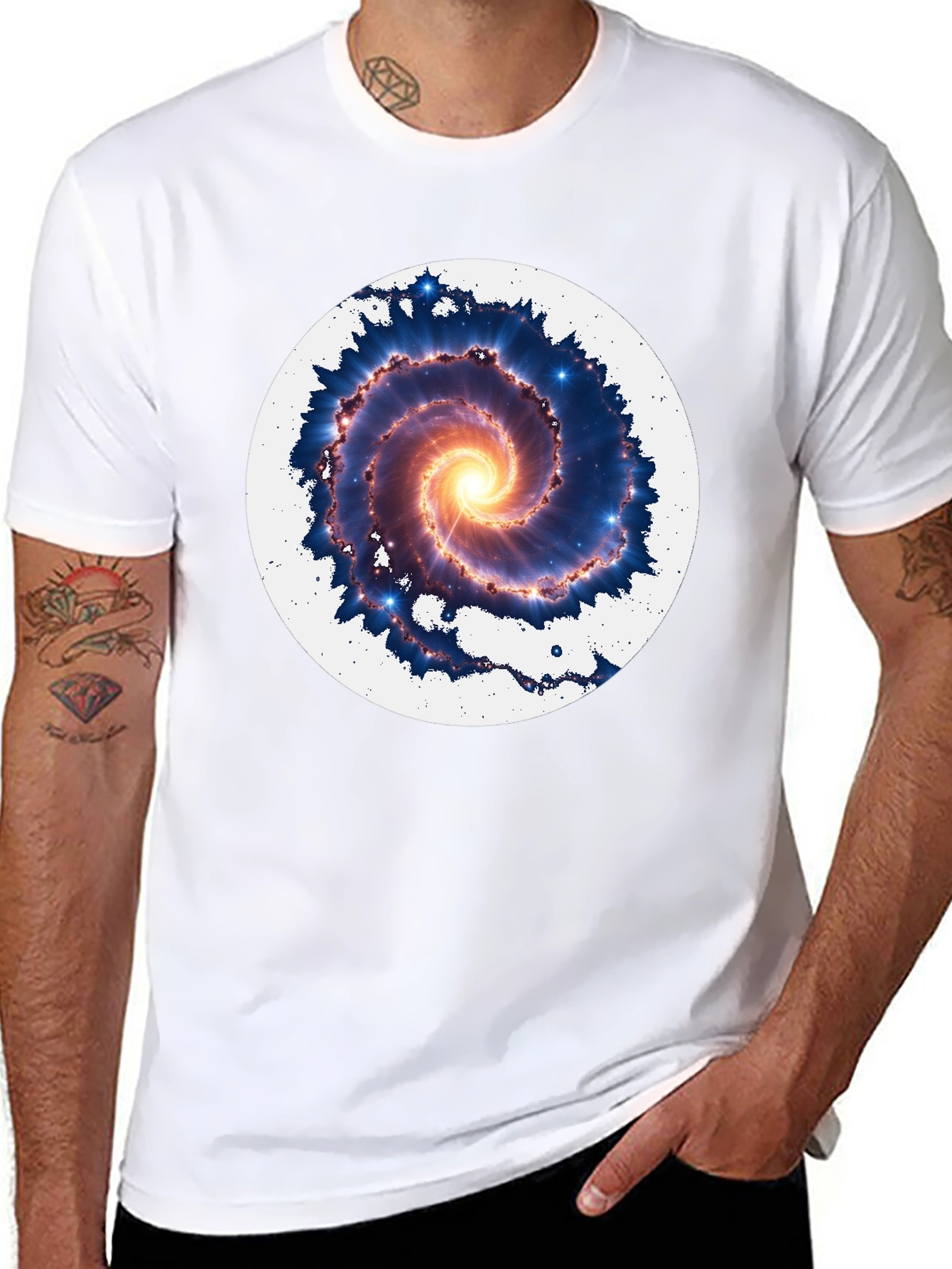 Galaxy Spiral Graphic Tee - Mens Black T-Shirt