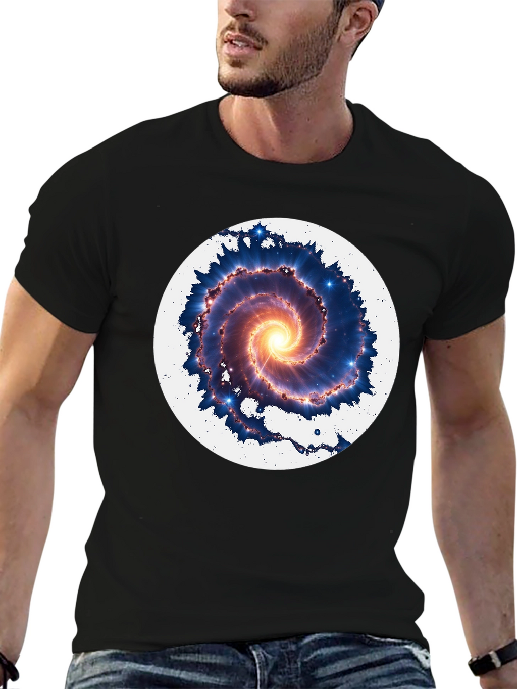 Galaxy Spiral Graphic Tee - Mens Black T-Shirt