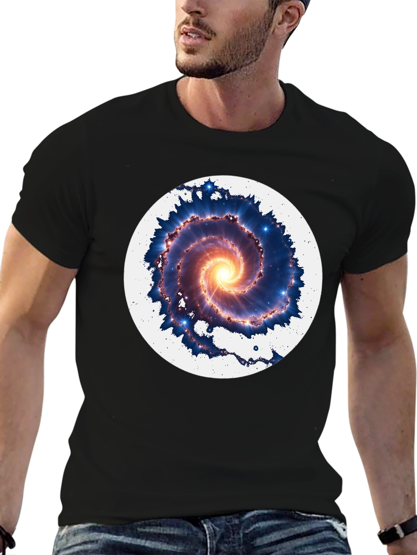 Galaxy Spiral Graphic Tee - Mens Black T-Shirt