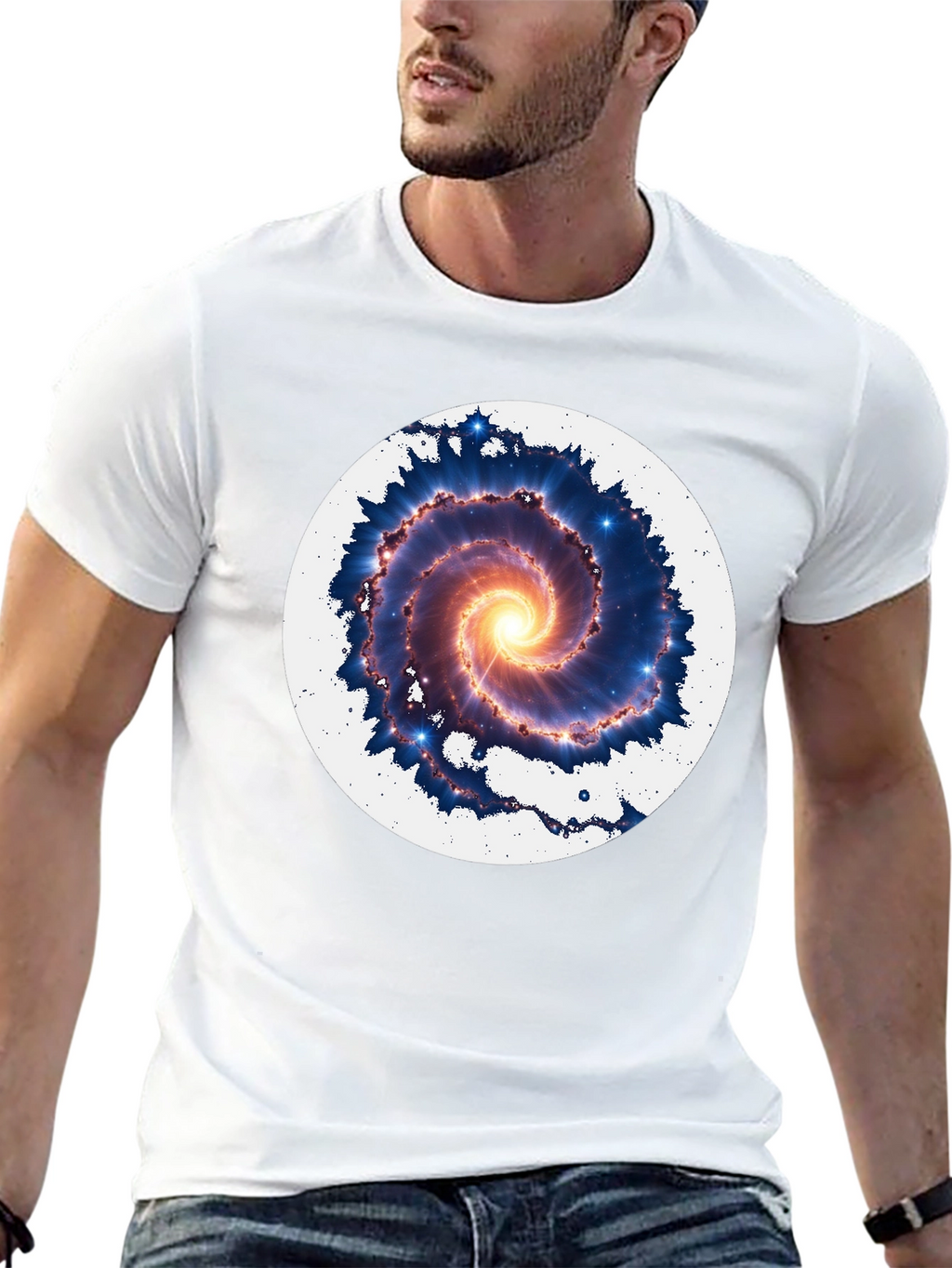 Galaxy Spiral Graphic Tee - Mens Black T-Shirt