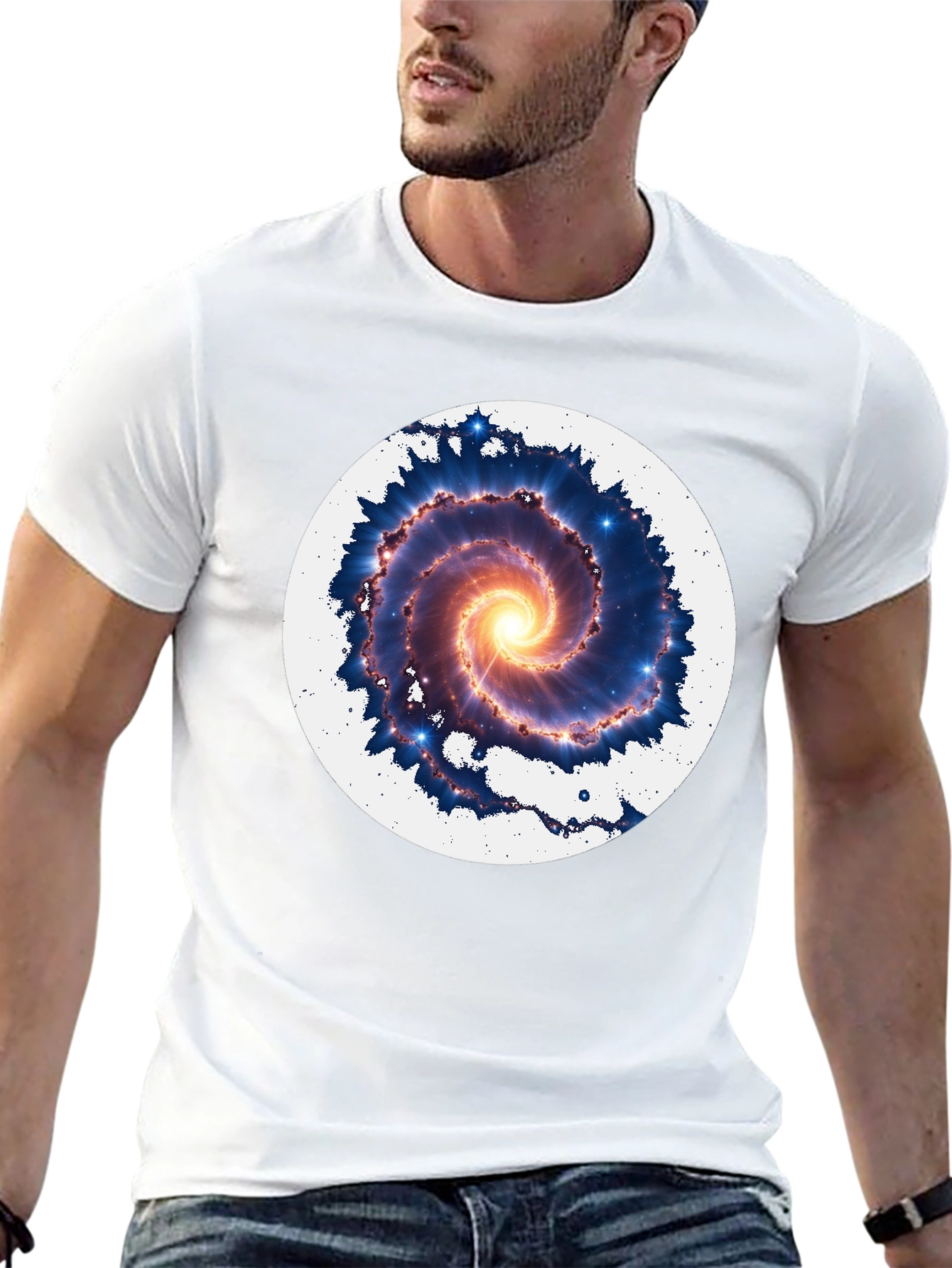 Galaxy Spiral Graphic Tee - Mens Black T-Shirt