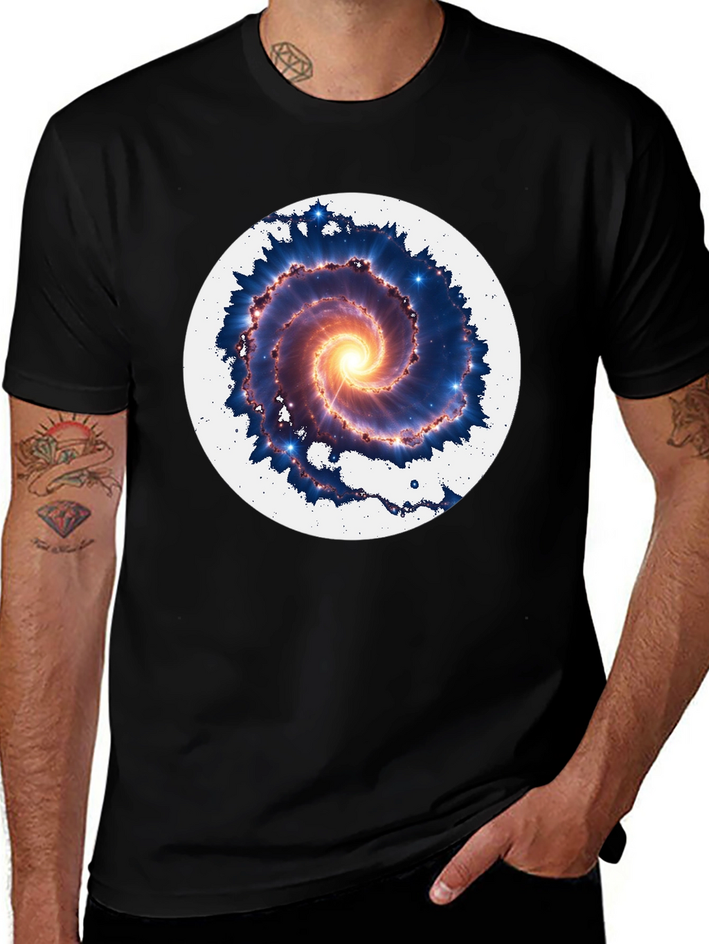 Galaxy Spiral Graphic Tee - Mens Black T-Shirt