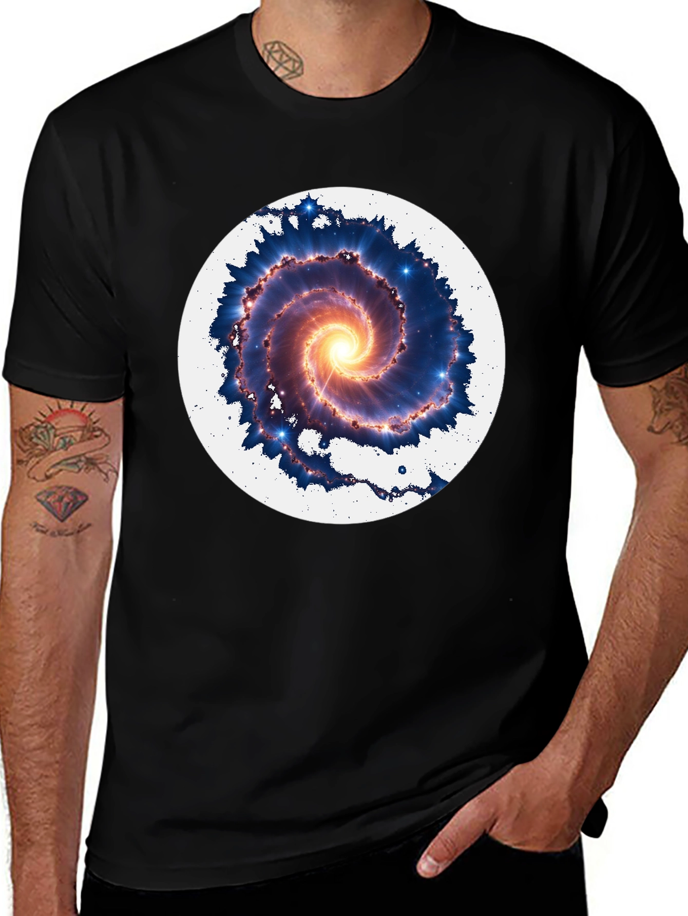 Galaxy Spiral Graphic Tee - Mens Black T-Shirt