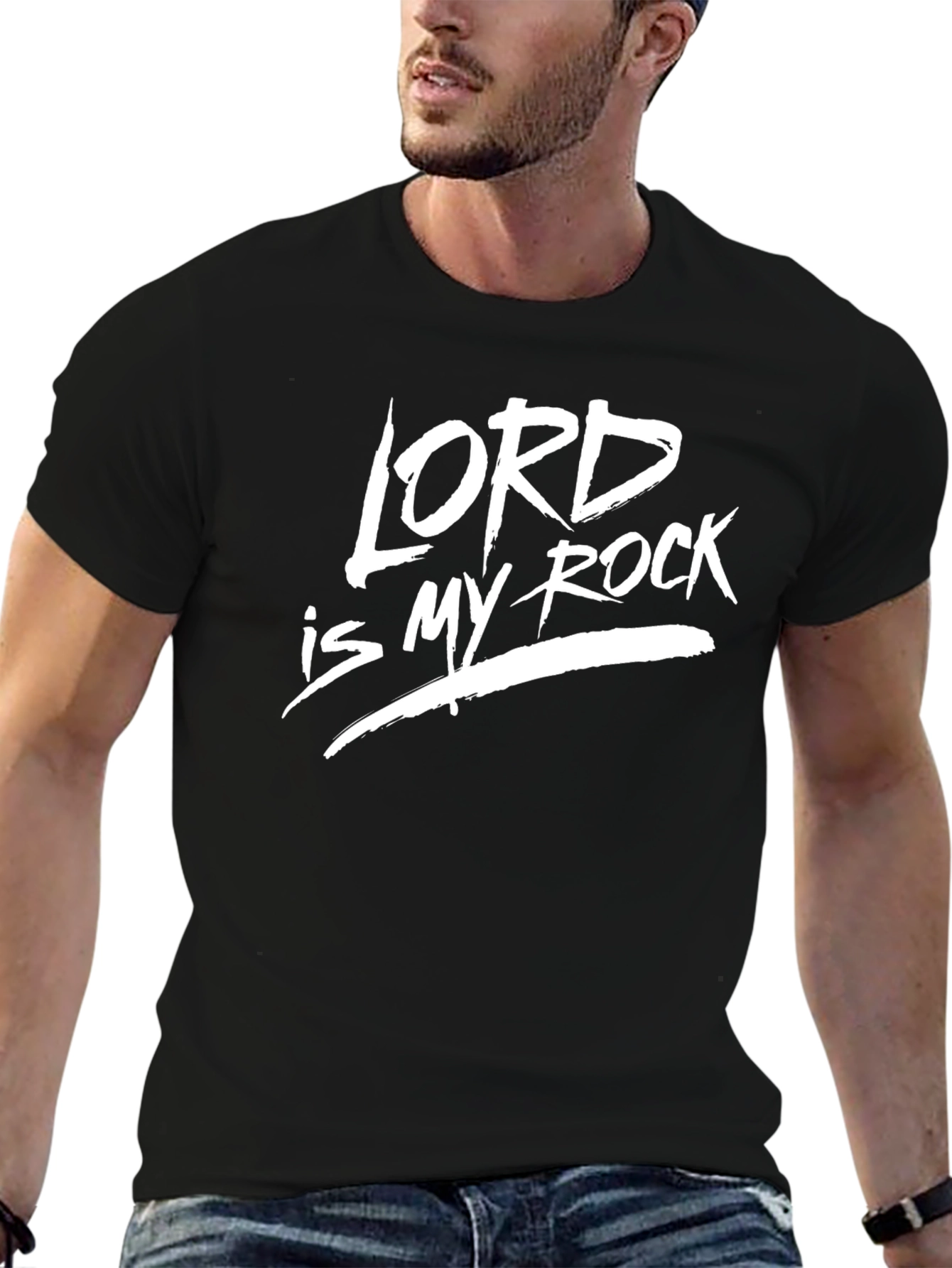 Lord is My Rock Graphic Tee - Black Cotton T-Shirt