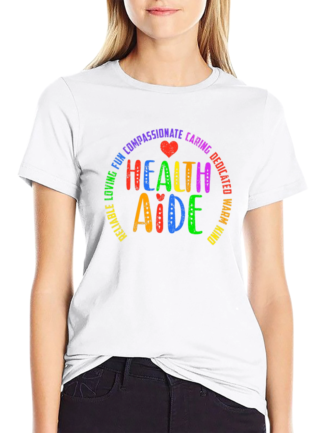 Health Aide Rainbow Graphic T-Shirt