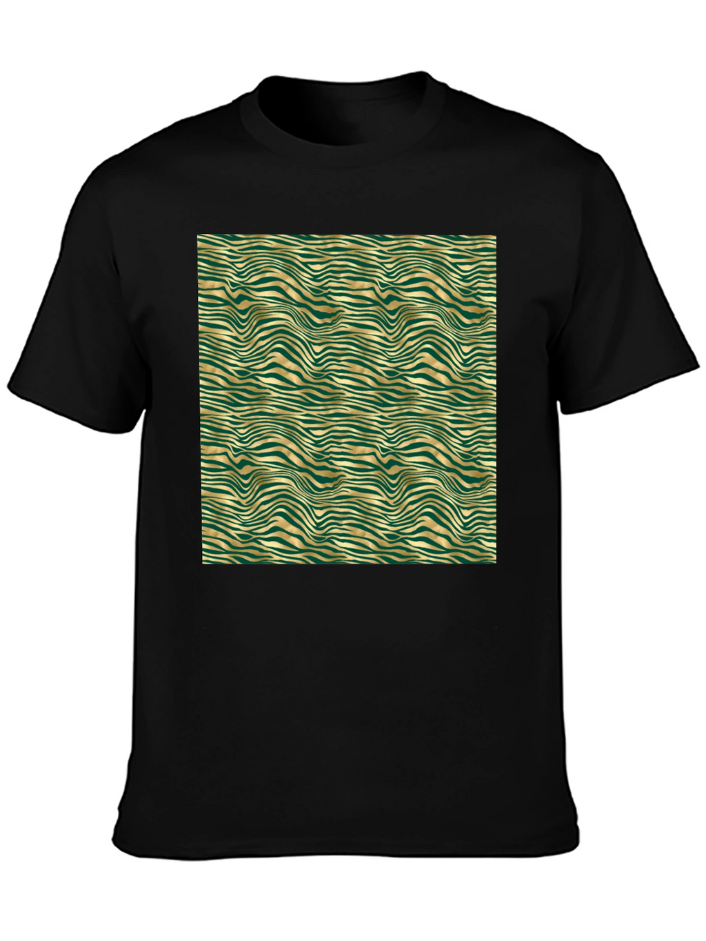Emerald and Gold Wave Pattern T-Shirt