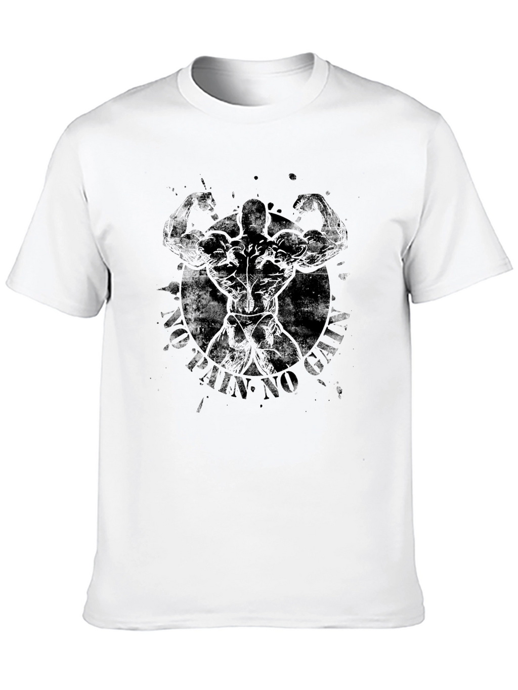 No Pain No Gains Bodybuilder Graphic T-Shirt
