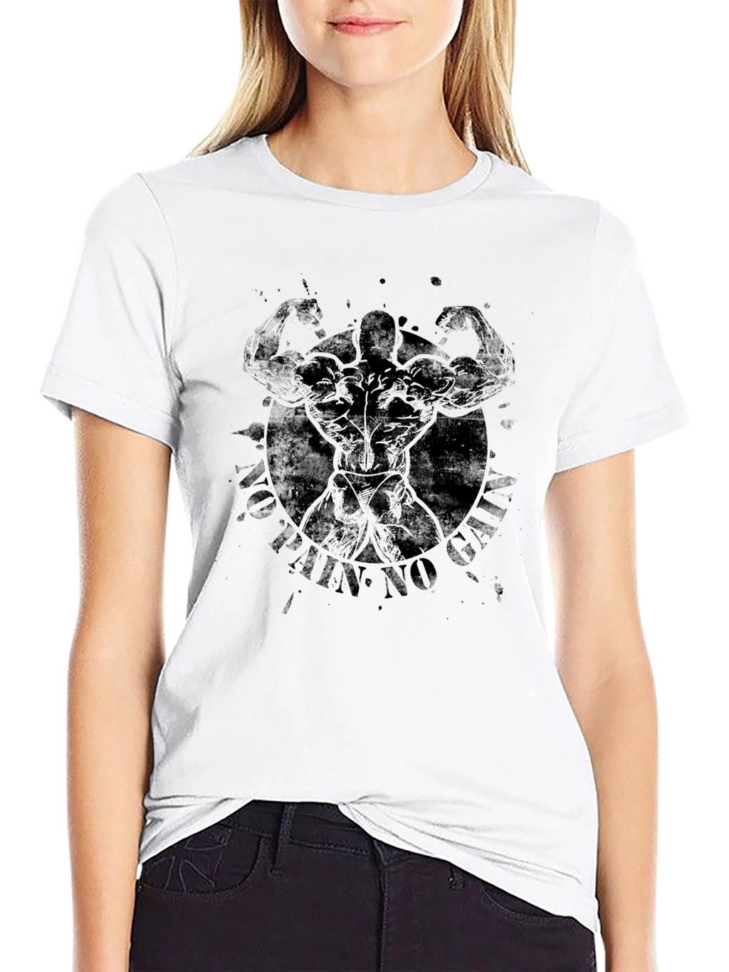 No Pain No Gains Bodybuilder Graphic T-Shirt
