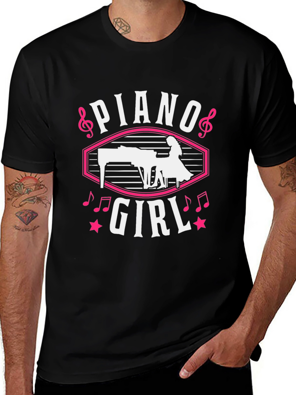 Piano Girl Graphic Tee - Music Lover T-Shirt