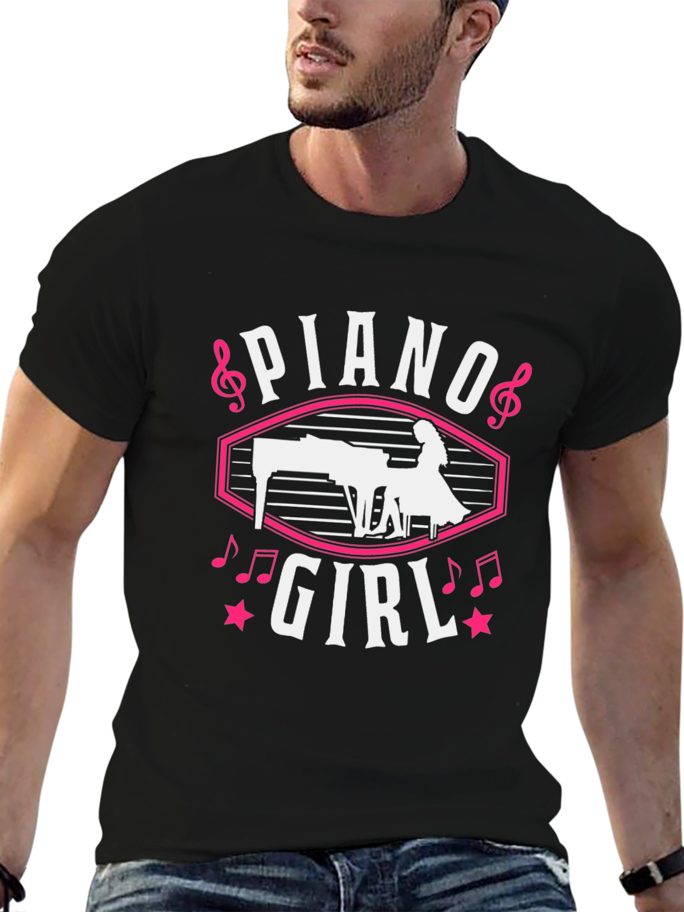 Piano Girl Graphic Tee - Music Lover T-Shirt