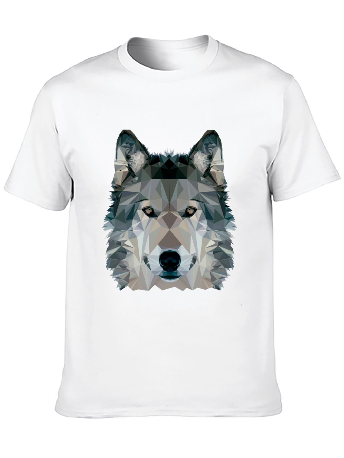 Geometric Wolf Graphic Black T-Shirt